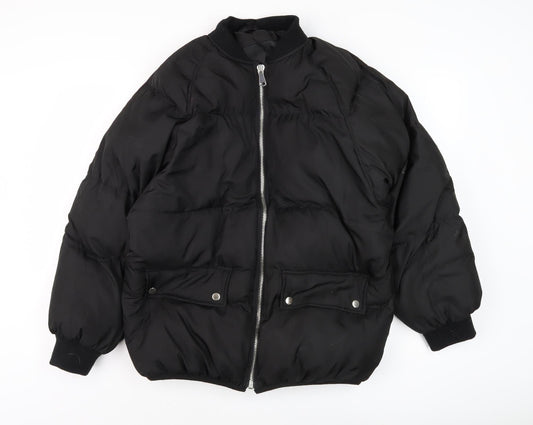 Womens UK Size 14 Missguided Black Puffer Jacket