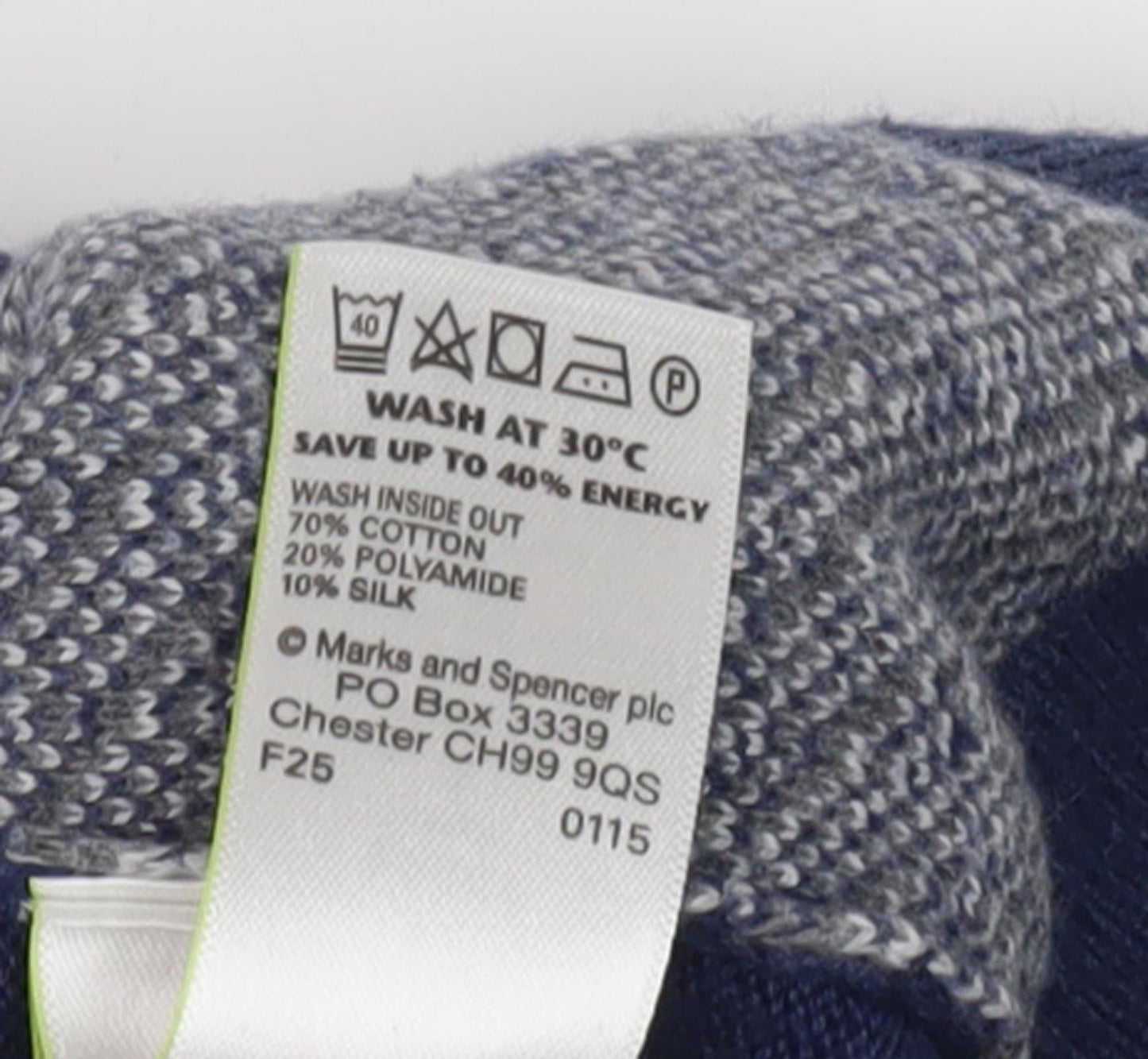 Marks and Spencer Men's Blue Henley Jumper L