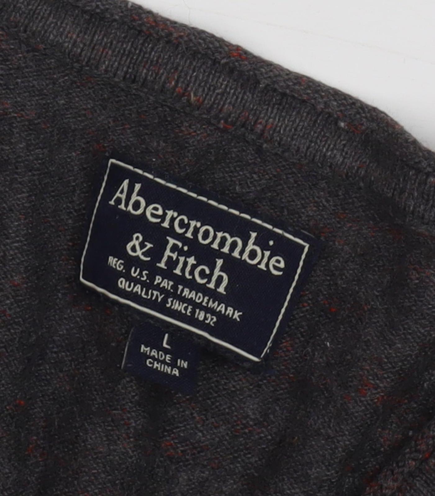 Abercrombie & Fitch Men's Brown V-Neck Pullover, Size L