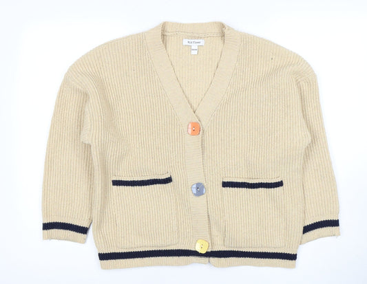 Womens UK Size One Size Wild Flower Beige Cardigan Jumper