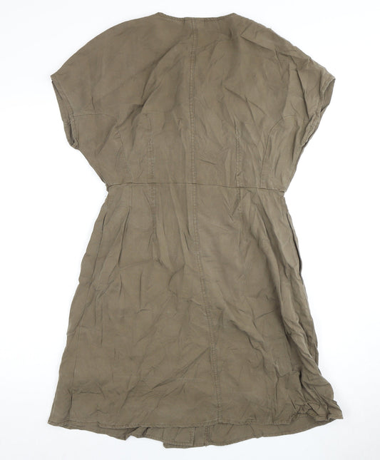 Oliver Bonas Women's Brown Button Dress Size 10