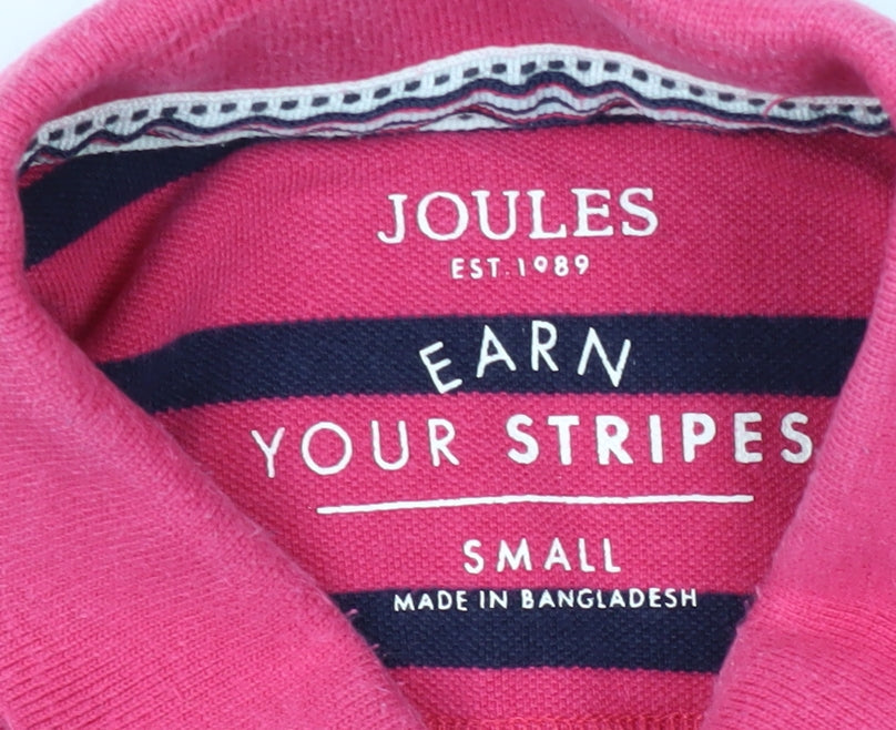 Joules Men's Pink Striped Polo Shirt, Size S
