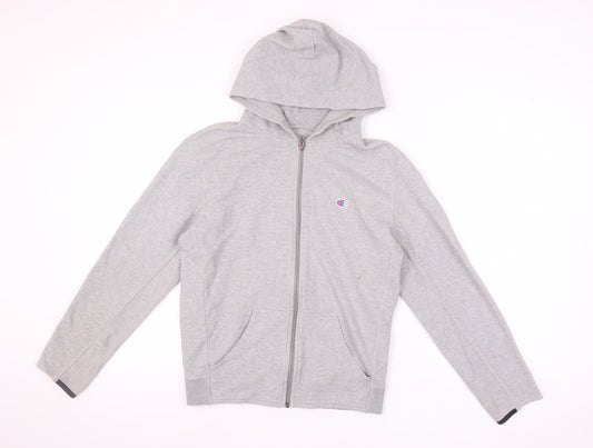 Additional front view of Champion unisex grey s full zip hoodie