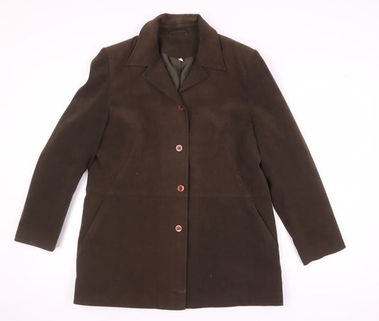 Additional front view of EWM Women's Brown Suit Jacket, size 14, Business Style