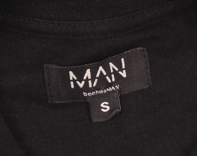 Mens UK Size S boohooMAN Black T-Shirt
