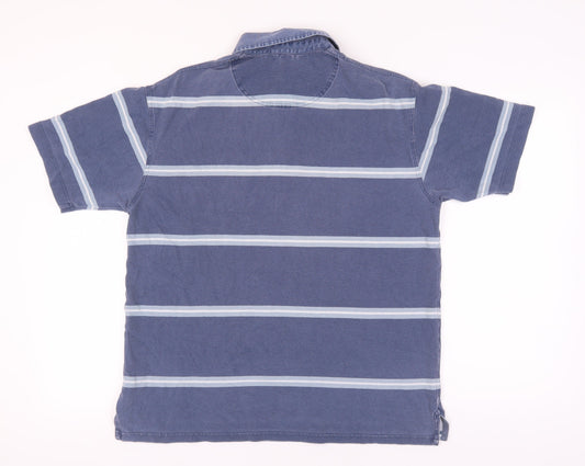 Marks & Spencer Men's Blue Striped Polo Shirt M