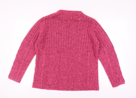 EWM Pink Cable-Knit Pullover Jumper Women Size L