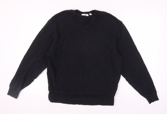 Additional front view of Collusion unisex black crew neck sweatshirt s