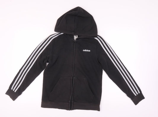 Additional front view of Adidas unisex black full zip hoodie m