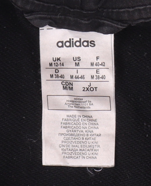 Brand and care label for Adidas unisex black full zip hoodie m