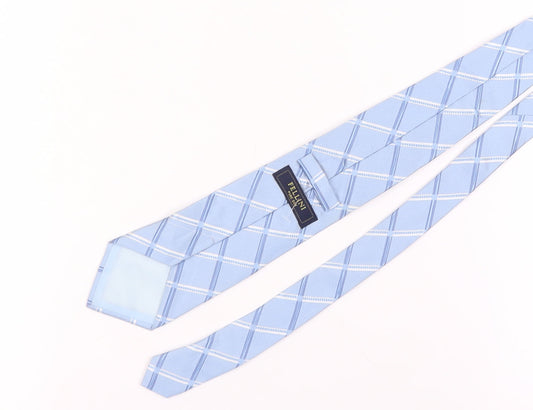 Mens Fellini Blue Plaids & Checks 100% Silk Tie