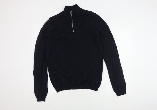 Mens UK Size M ASOS DESIGN Black Full Zip Jumper