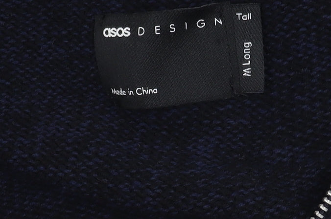 ASOS DESIGN Men's Black M Full Zip Cotton Jumper