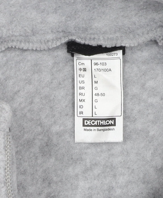 Decathlon Women's Grey Fleece Jacket L Full Zip Casual
