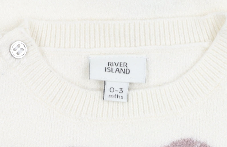 River Island Ivory Baby Jumper 0-3 Months Unisex Knit Pullover