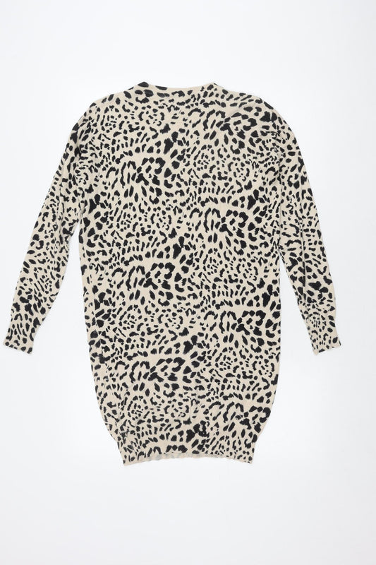 New Look Women's Beige Black Animal Print Knit Dress S