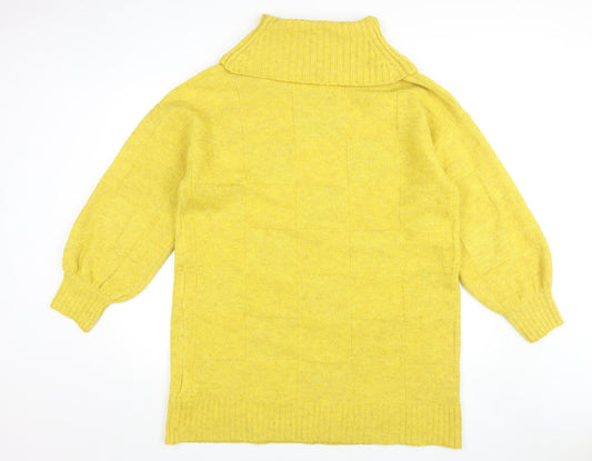 River Island Women’s Yellow Cowl Neck Knit Dress L
