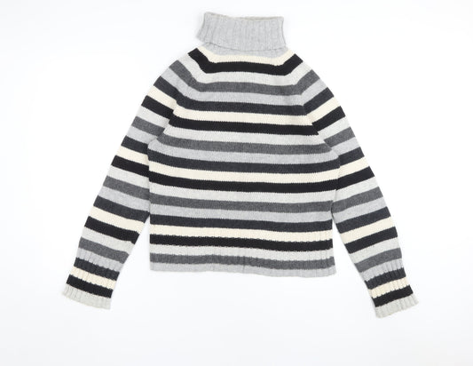 GAP Women's Striped Roll Neck Jumper, Multicoloured, M