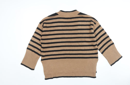 AX Paris Women's Brown Black Striped Pullover M