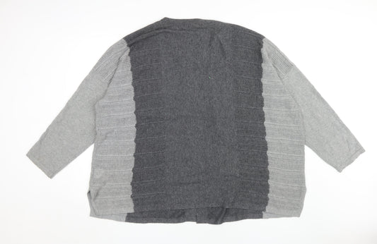 Country Casuals Women's Grey Cardigan, XL, Round Neck Knit