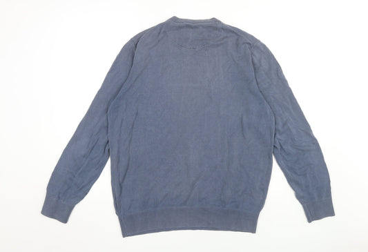 Timberland Men's Blue Pullover Jumper, Size L, Cotton