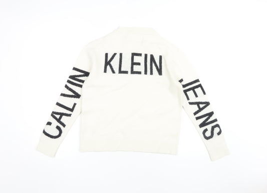 Calvin Klein Women's Ivory Pullover Jumper M Crew Neck