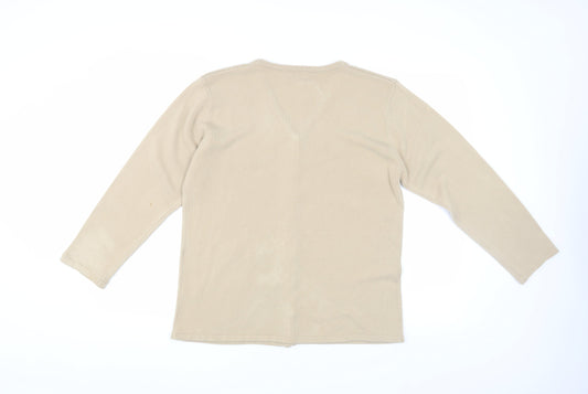 Dixie Women's Beige Floral Cardigan M V-Neck