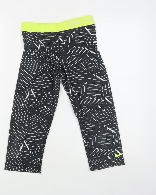 Womens UK Size S Nike Athletic Fit Cropped Black Leggings