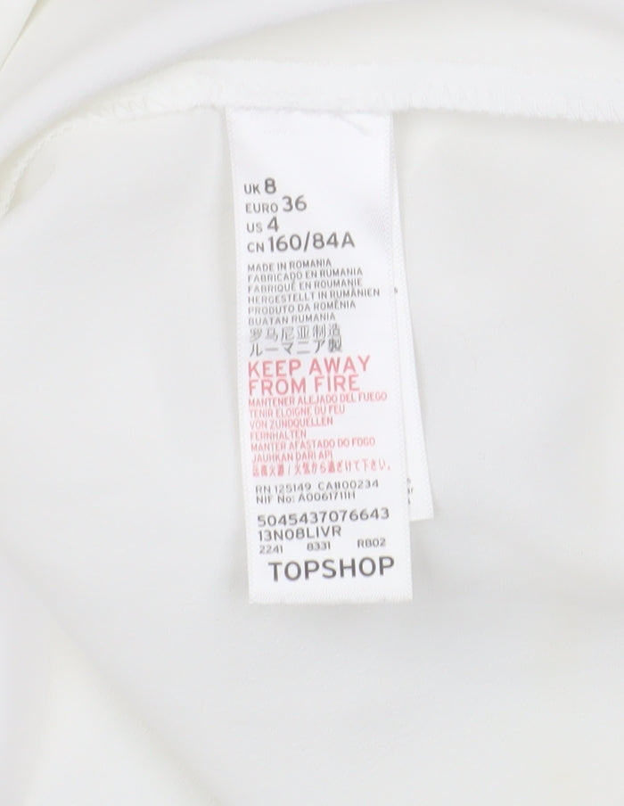 Womens UK Size 8 Topshop White Blouse