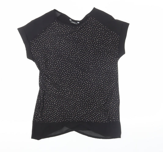 Additional front view of Roman Black Sequin Women's Top, size 10, with Short Sleeves