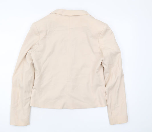 H&M Womens Beige Blazer 10 Single-Breasted Notch Lapel