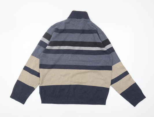 Wolsey Men's Blue Striped Full Zip Jumper M