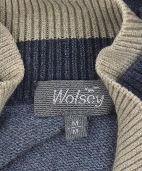 Wolsey Men's Blue Striped Full Zip Jumper M