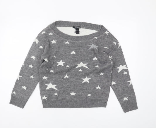 Womens UK Size 8 Mango Grey Pullover Jumper