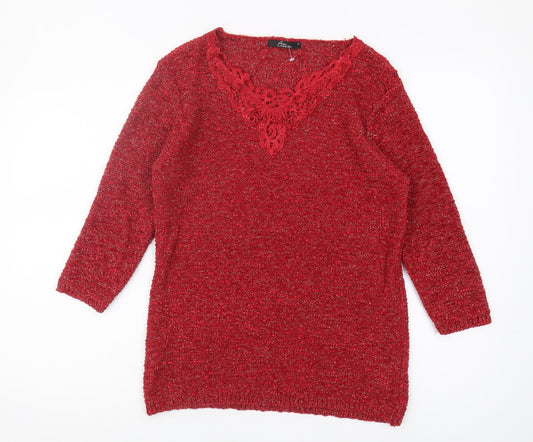 Womens UK Size M Bm collection Red Pullover Jumper
