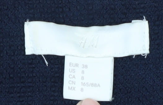 H&M Women's Blue Blazer, Size 10, Regular Fit, Zip Closure