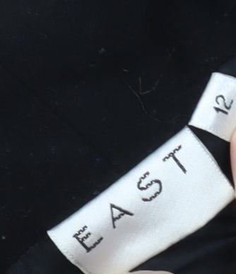 East Women's Black Belted Wool Coatigan Size 12