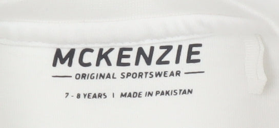 McKenzie Boys White 7-8 T-Shirt Short Sleeve Crew Neck