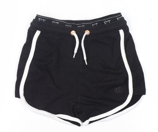 Additional front view of Firetrap girls’' black athletic shorts 7-8 years