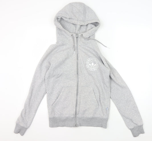 Additional front view of Adidas Women's Grey Full Zip Hoodie, size 12