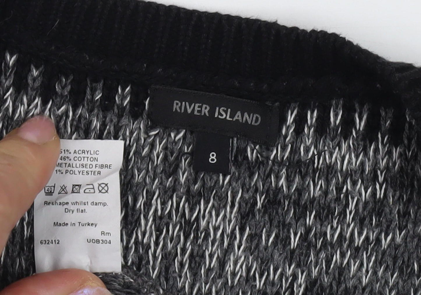 Womens UK Size 8 River Island Black Pullover Jumper