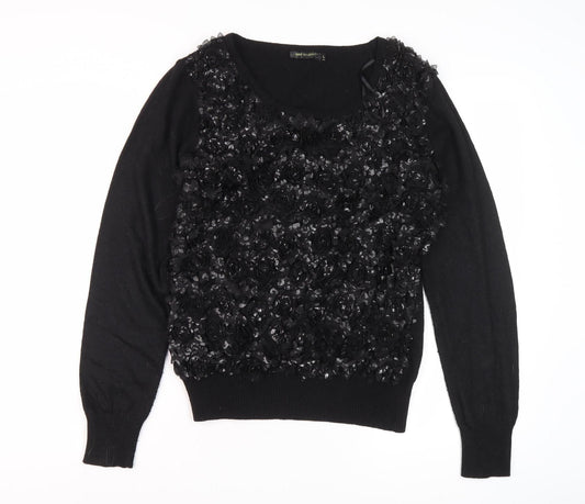 Womens UK Size L QED London Black Pullover Jumper
