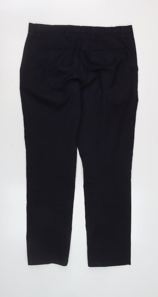 Next Men's Black Trousers, Size L, Button Closure