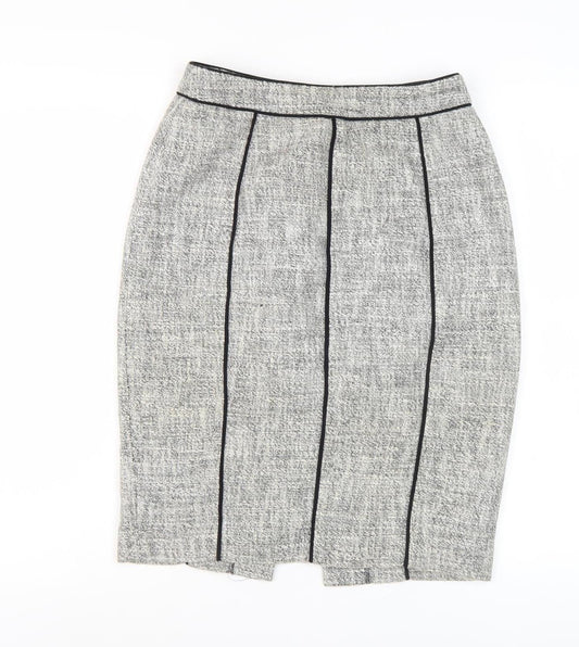 Additional front view of L.K. Bennett Women's Grey Midi Pencil Skirt, size 4