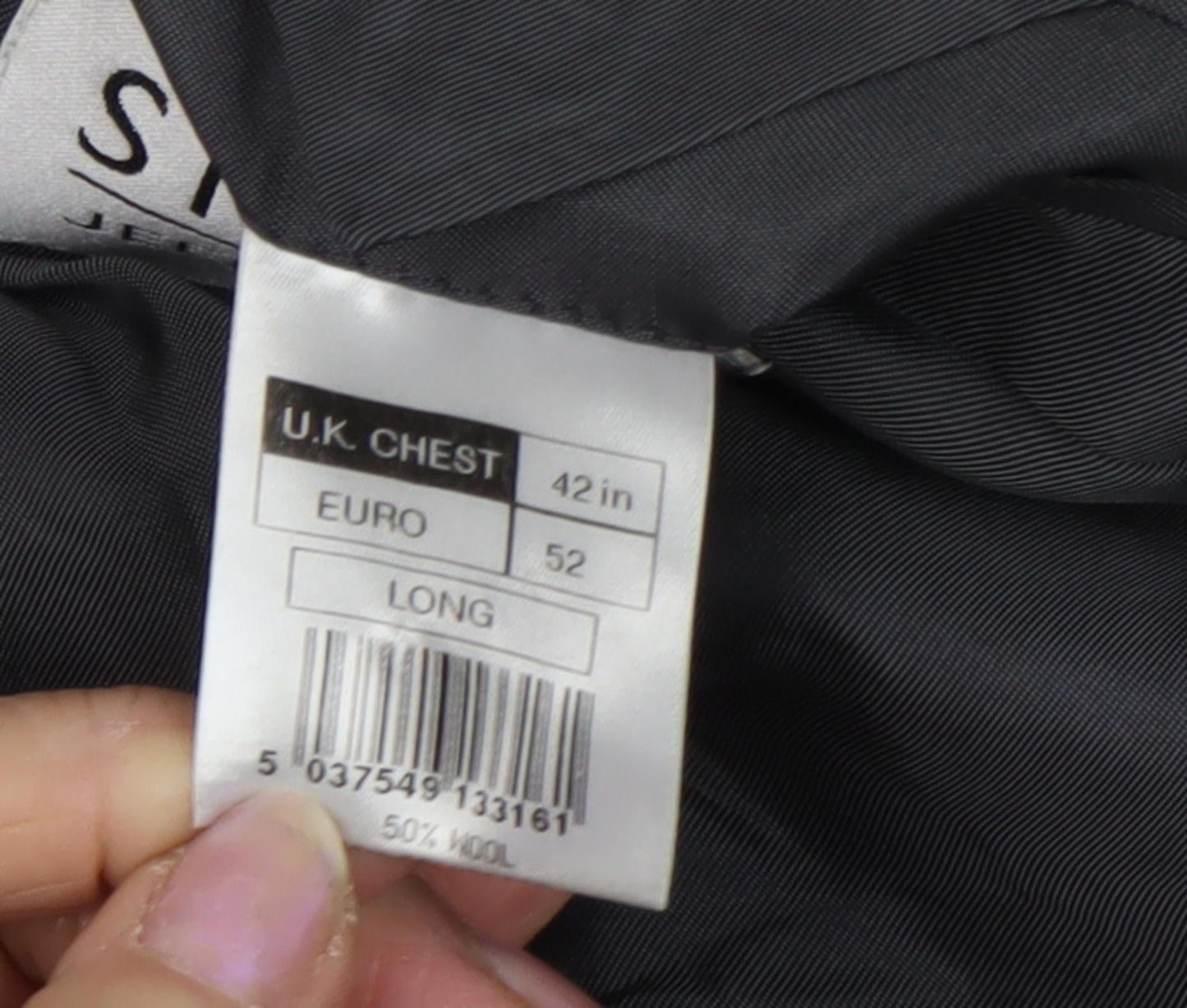 Mens UK Size 42 Jeff Banks Regular Black Suit Jacket