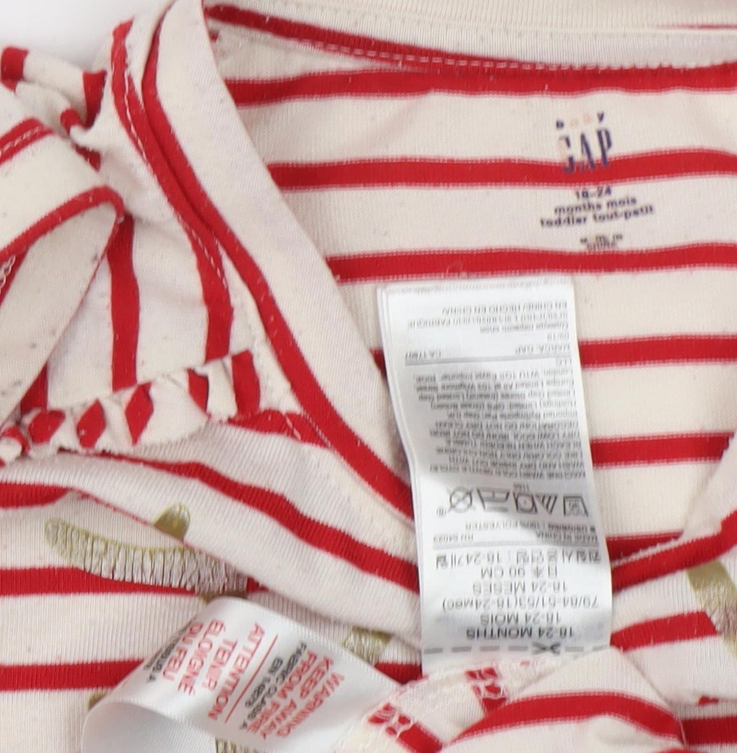 GAP Unisex Red Striped Christmas T-Shirt Dress 18-24 Months