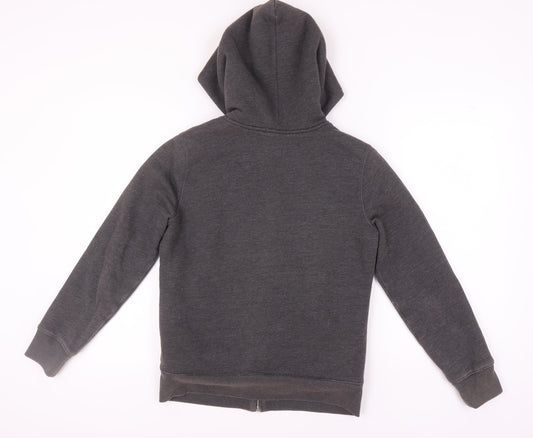 Gap Grey Unisex Hoodie, Size M, Full Zip with Logo