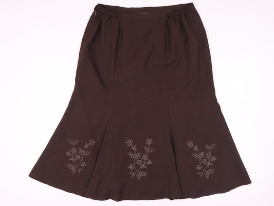 Eastex Women's Brown Floral Embroidered Skirt Size 18