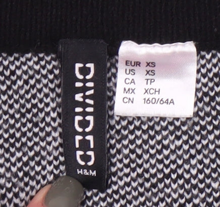 H&M Women's Black & White Floral Mini Skirt, XS