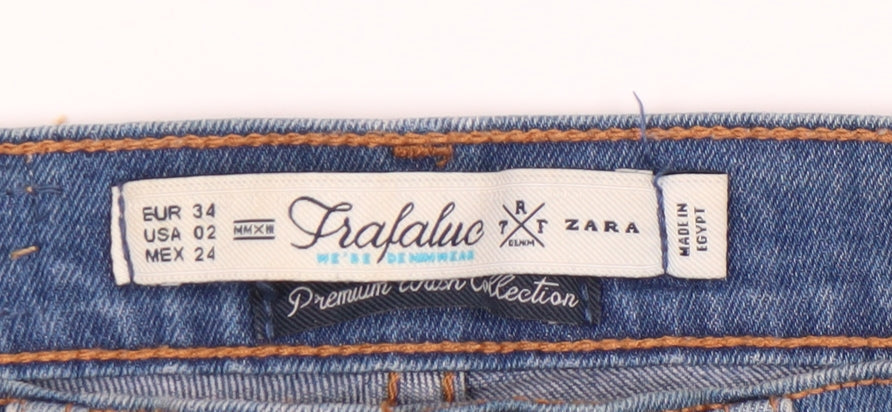 Zara Women's Blue Cut-Off Denim Shorts Size 6